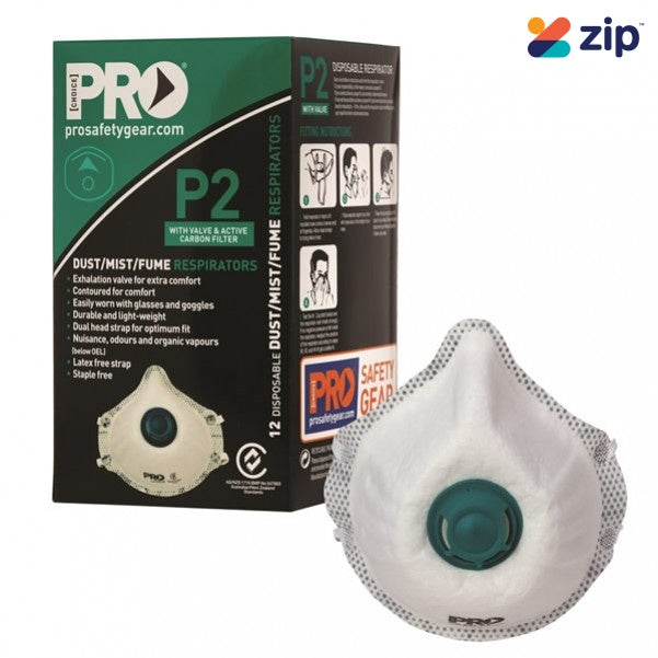 P2 Respirator with Valve & Carbon Filter – Box of 12 Masks