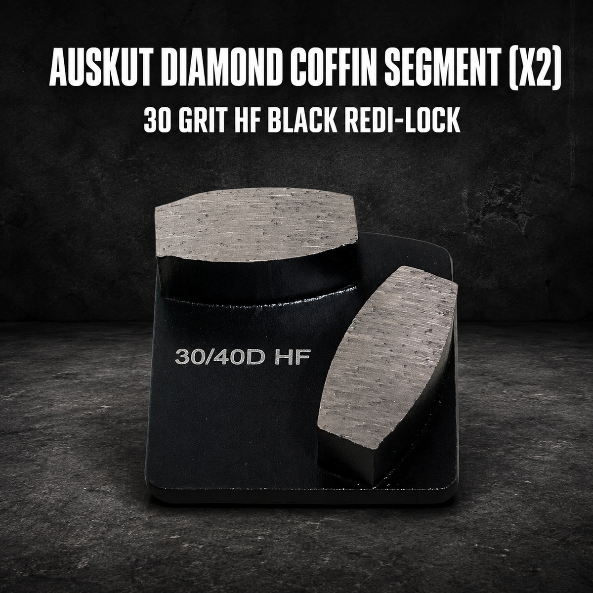 Auskut Diamond Coffin Segment (x2) – 30 Grit HF Black Redi-Lock Grinding Shoes