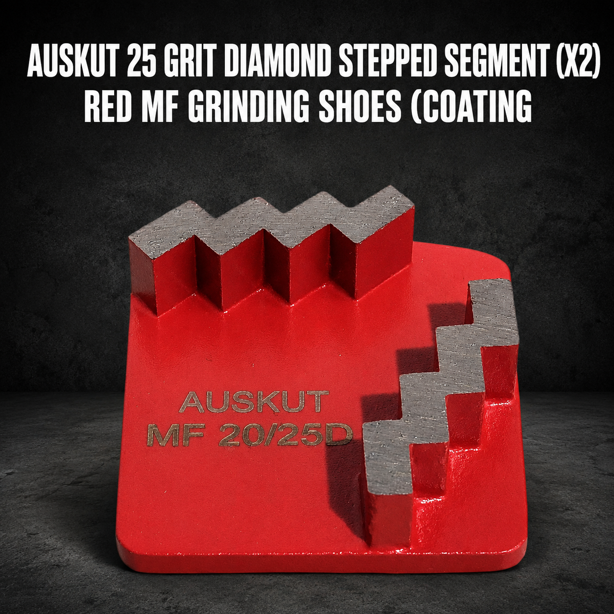 Auskut 25 Grit Diamond Stepped Segment (x2) – Red MF Grinding Shoes (Coating Removal)