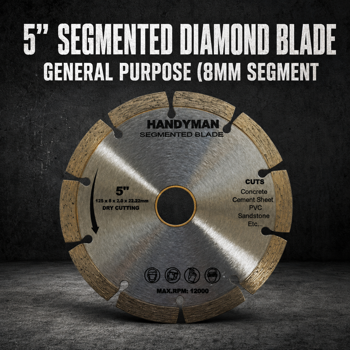 5” Segmented Diamond Blade – General Purpose (8mm Segment Height)