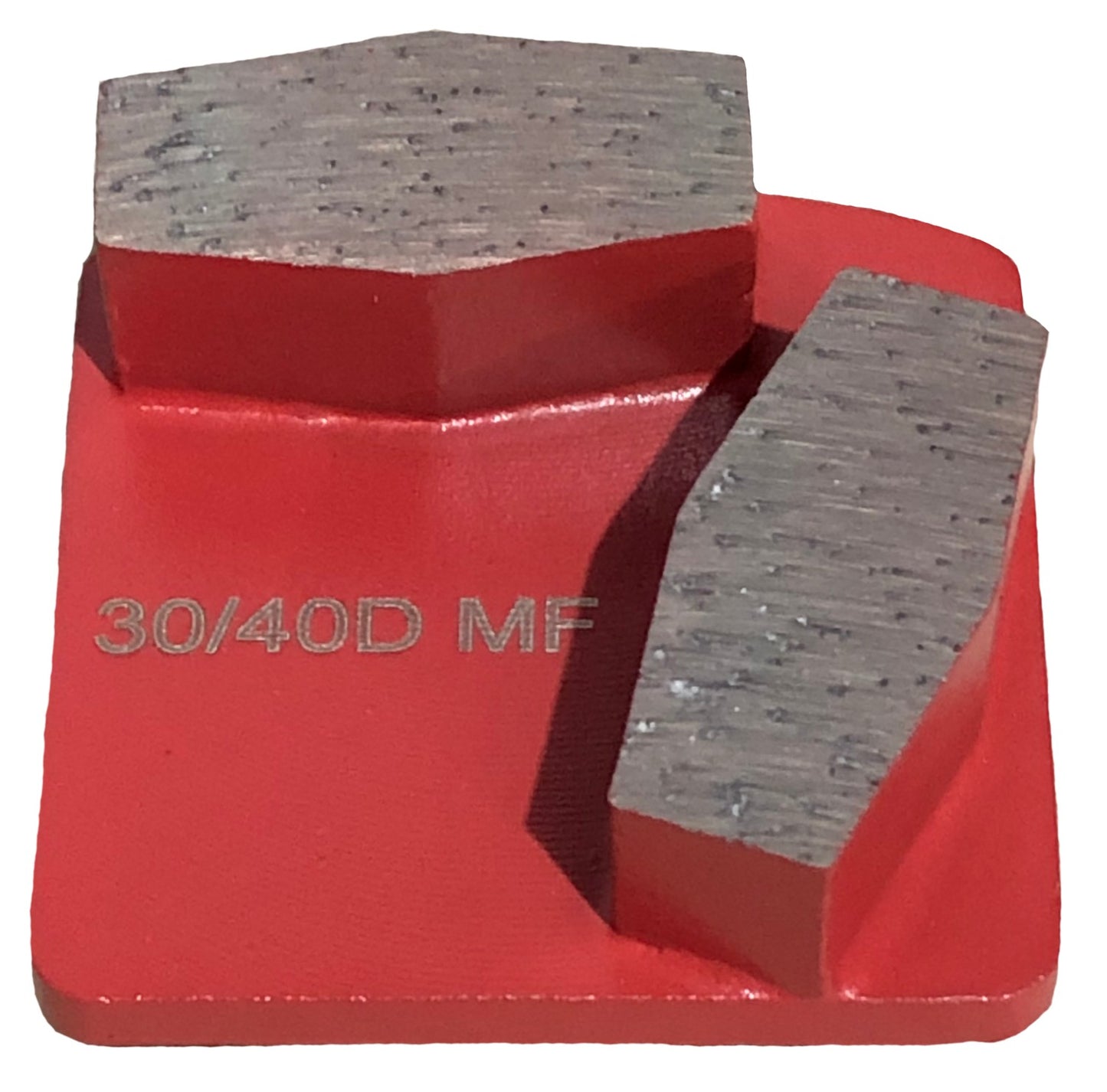 Diamond Coffin Segment (x2) – 30 Grit MF Red Redi-Lock Grinding Shoes