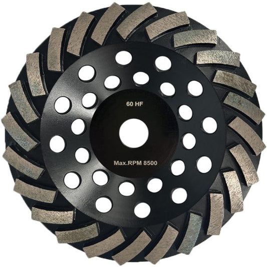 7” 24 Segment Diamond Cup Wheel – 60 Grit Black Concrete Grinding