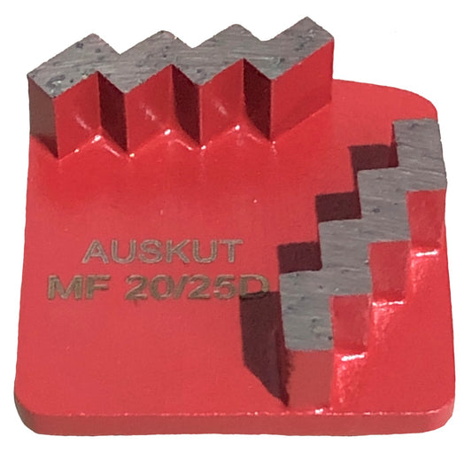 Auskut 25 Grit Diamond Stepped Segment (x2) – Red MF Grinding Shoes (Coating Removal)