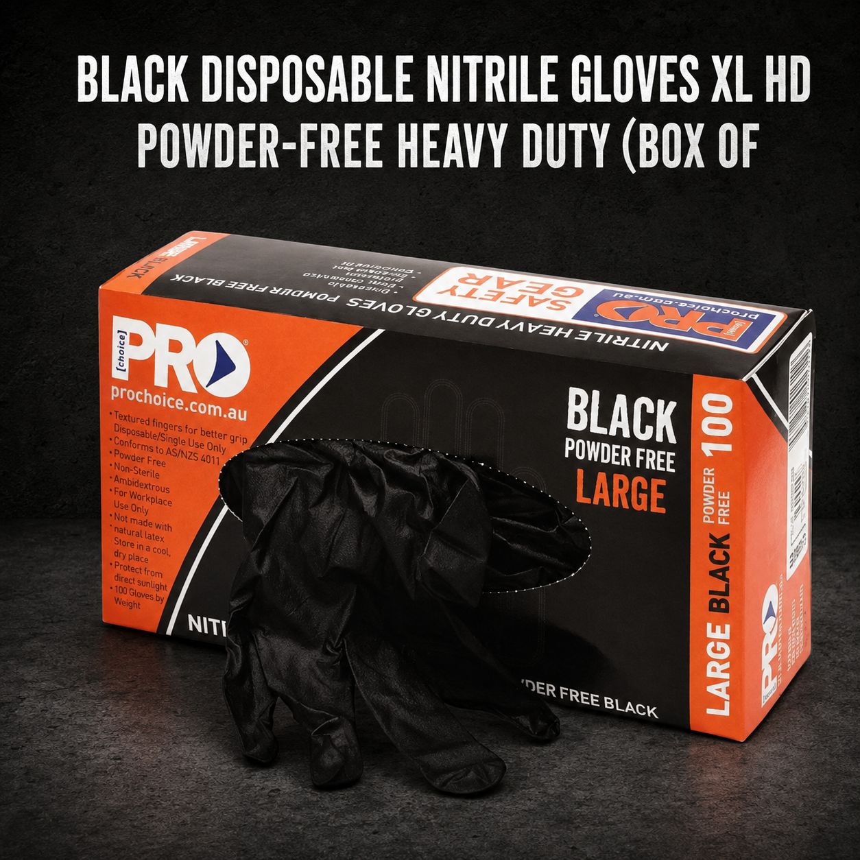 Black Disposable Nitrile Gloves XL HD – Powder-Free Heavy Duty (Box of 100)