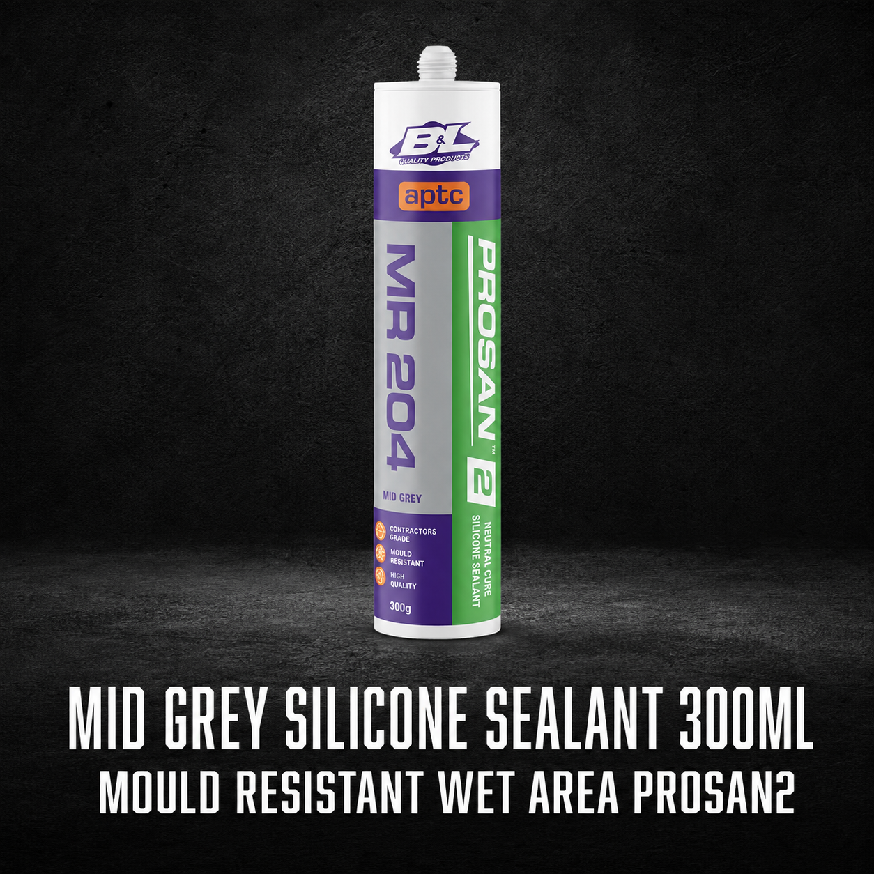 Mid Grey Silicone Sealant 300ml – Mould Resistant Wet Area Prosan2 MR204