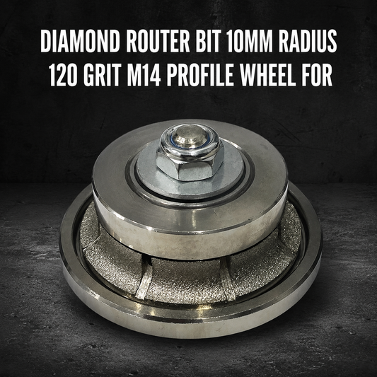 Diamond Router Bit 10mm Radius – 120 Grit M14 Profile Wheel for Concrete & Stone Finishing