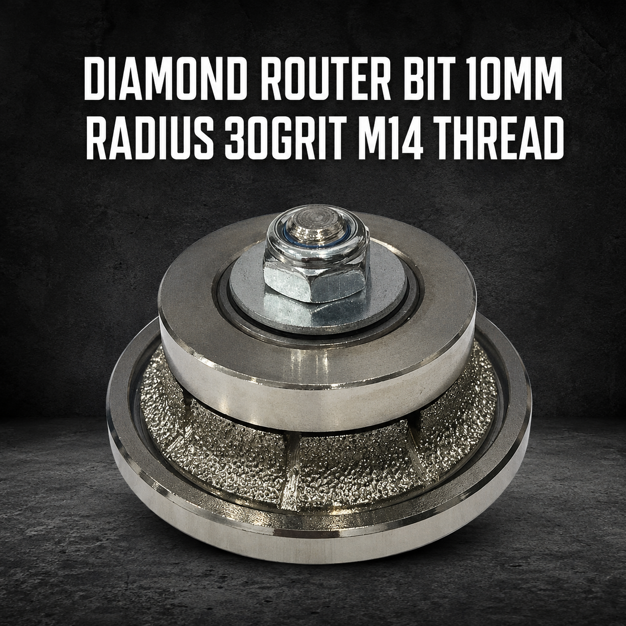 Diamond Router Bit 10mm Radius 30Grit M14 Thread