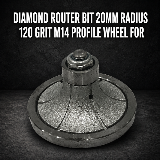 Diamond Router Bit 20mm Radius – 120 Grit M14 Profile Wheel for Concrete & Stone Finishing
