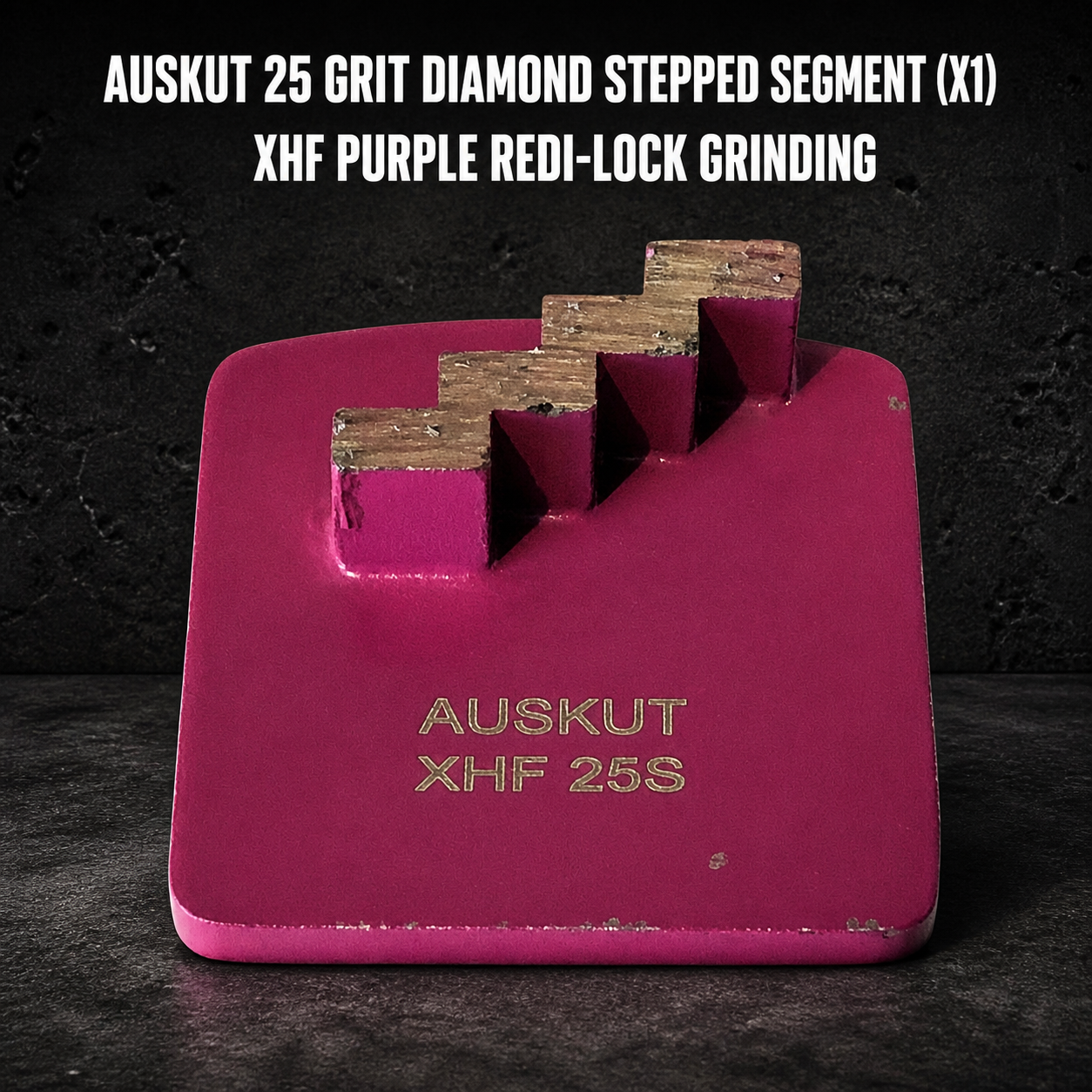 Auskut 25 Grit Diamond Stepped Segment (x1) – XHF Purple Redi-Lock Grinding Shoe