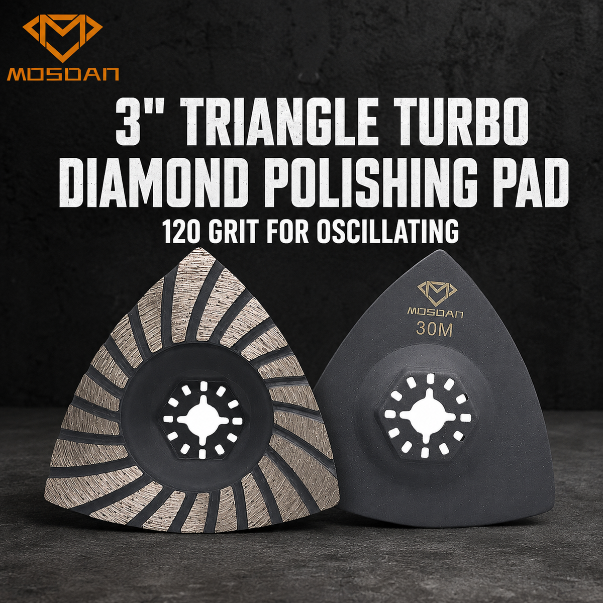 3" Triangle Turbo Diamond Polishing Pad – 120 Grit for Oscillating Multi-Tool (Precision Finish)