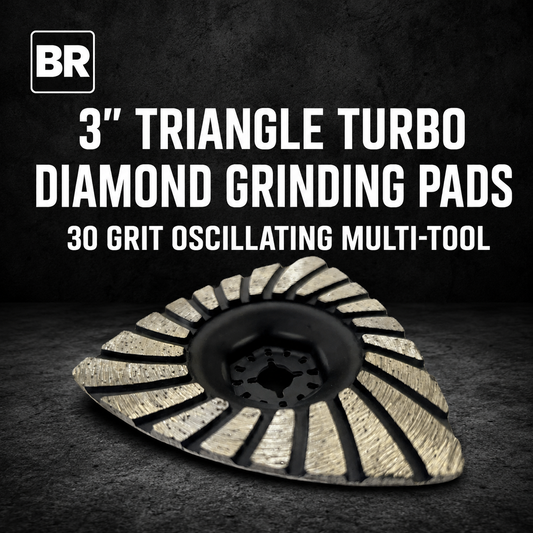 3" Triangle Turbo Diamond Grinding Pads – 30 Grit Oscillating Multi-Tool (Aggressive Concrete Removal)