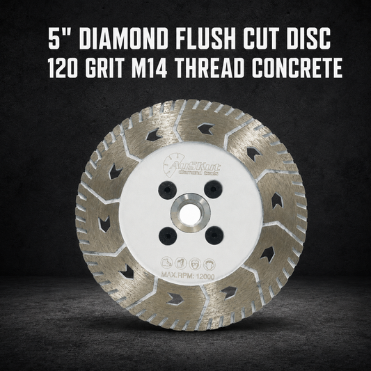 5" Diamond Flush Cut Disc – 120 Grit M14 Thread Concrete Finishing Wheel