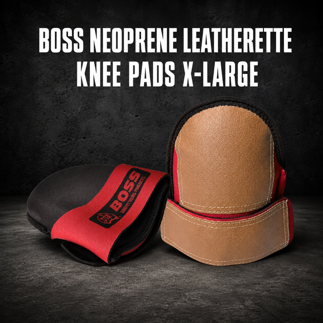 BOSS NEOPRENE LEATHERETTE KNEE PADS X-LARGE