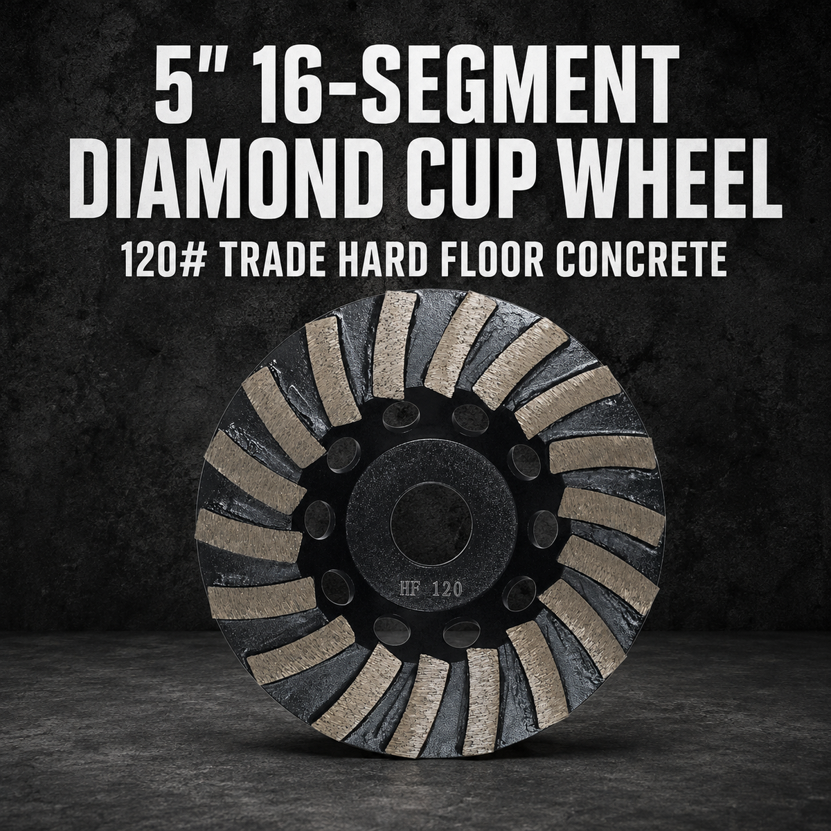 5" 16-Segment Diamond Cup Wheel – 120# Trade Hard Floor Concrete Grinding Wheel (125mm)