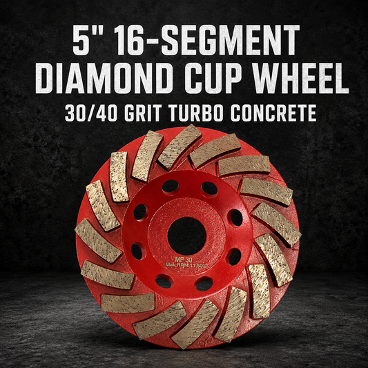 5" 16-Segment Diamond Cup Wheel – 30/40 Grit Turbo Concrete Grinding Wheel (125mm)