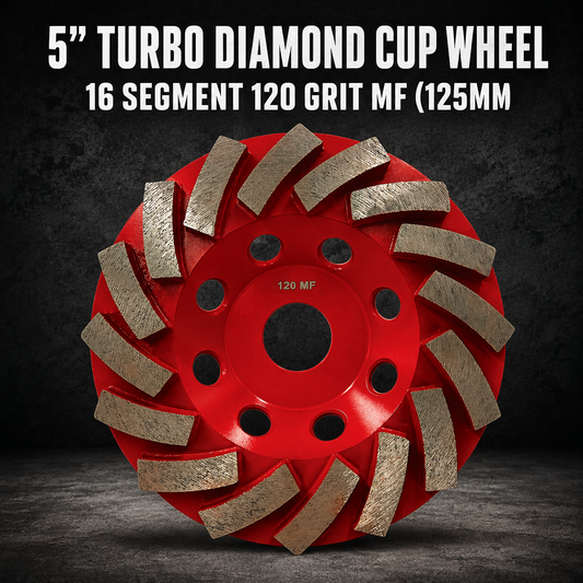 5” Turbo Diamond Cup Wheel – 16 Segment 120 Grit MF (125mm Concrete Grinding Wheel)