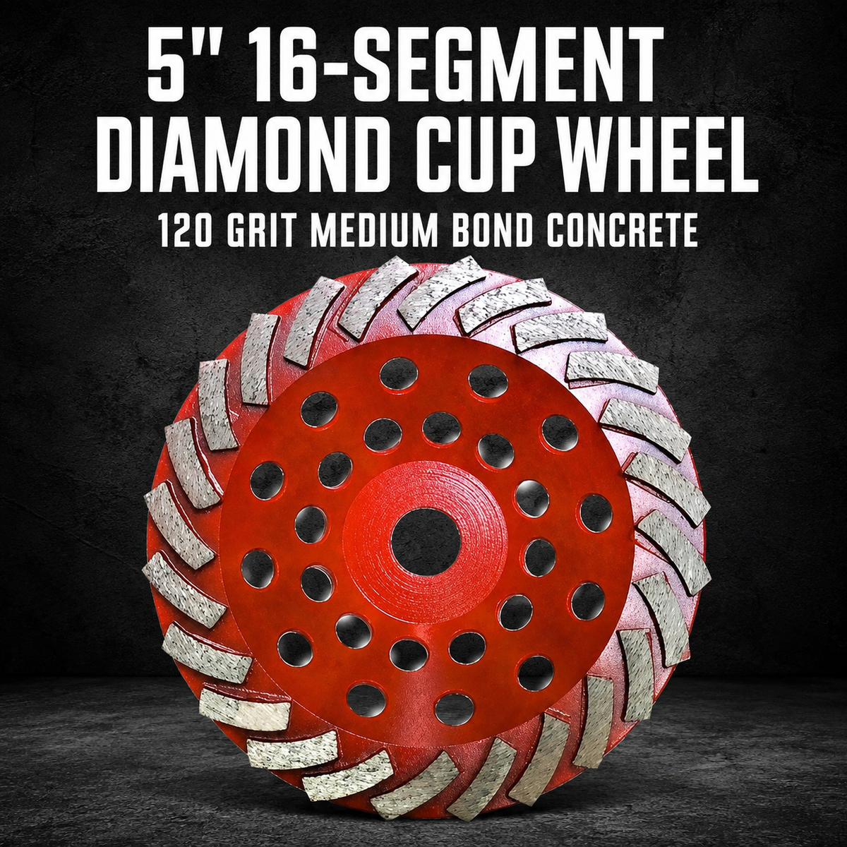 5" 16-Segment Diamond Cup Wheel – 120 Grit Medium Bond Concrete Grinding Wheel