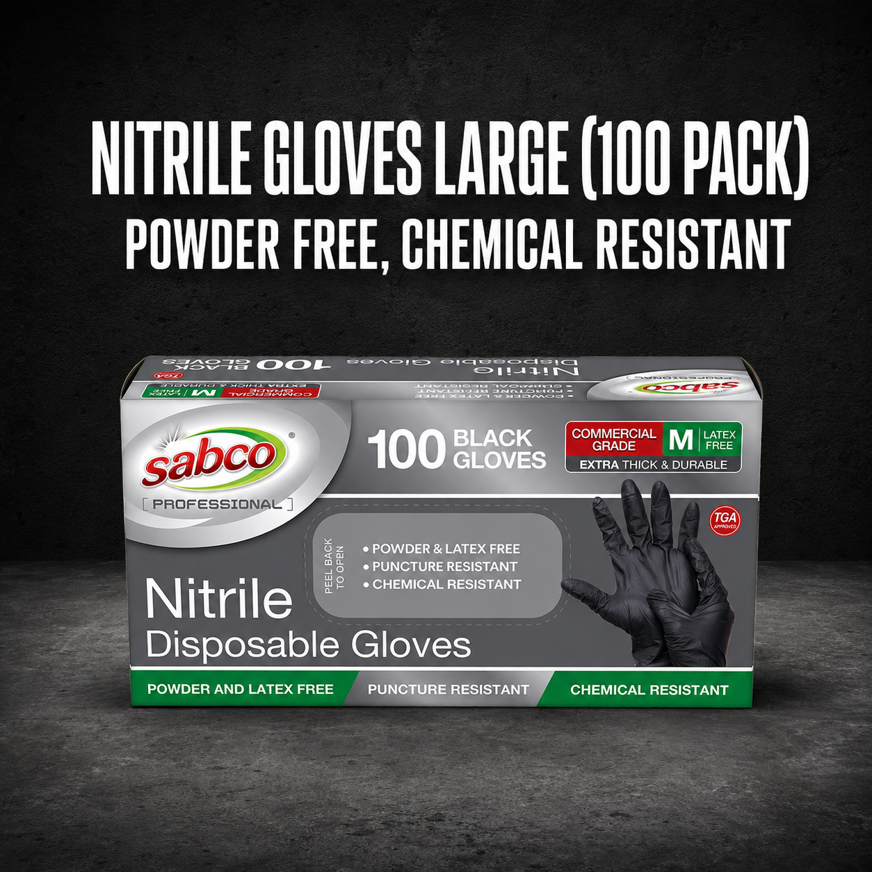 Nitrile Gloves Large (100 Pack) – Powder Free, Chemical Resistant Disposable Gloves