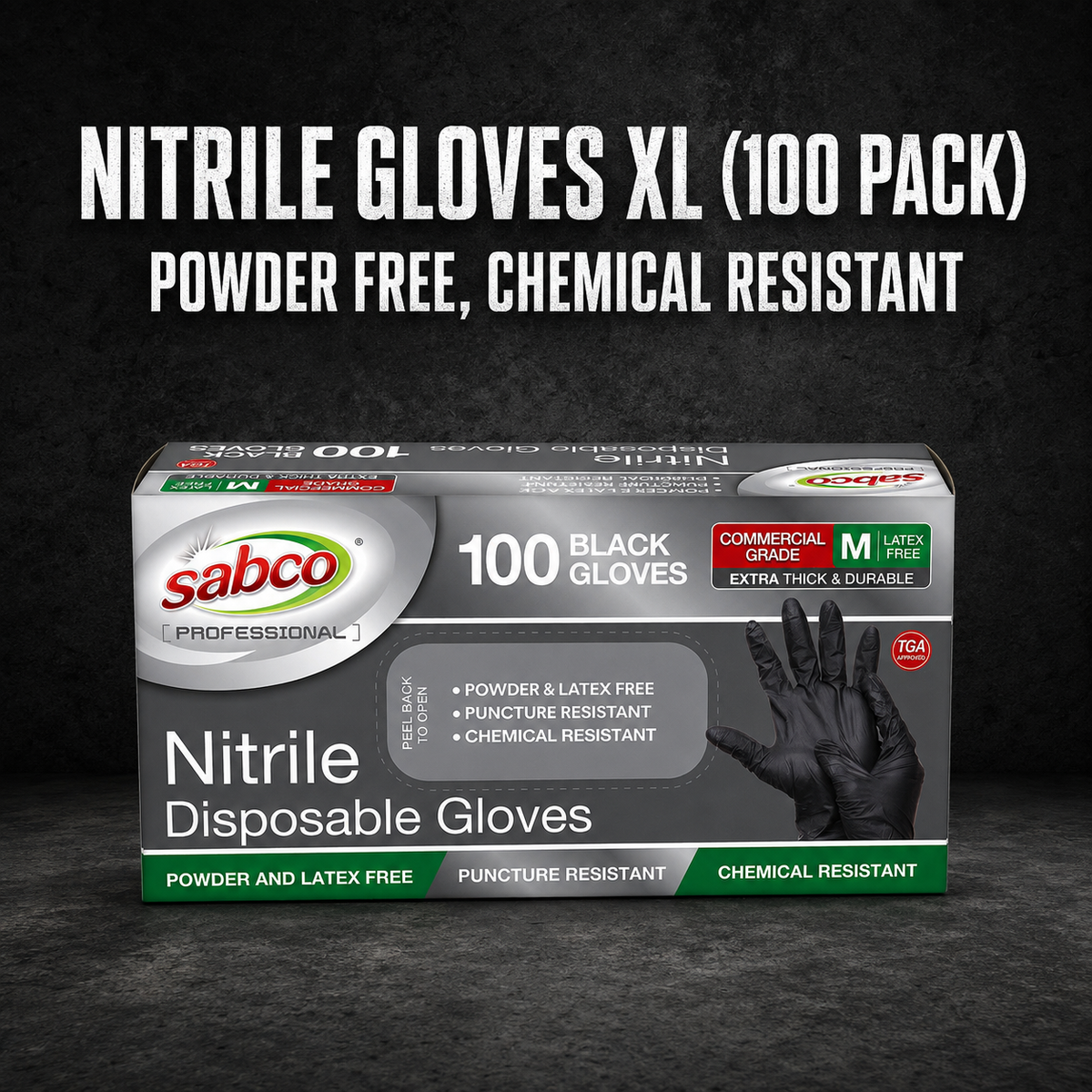 Nitrile Gloves XL (100 Pack) – Powder Free, Chemical Resistant Disposable Gloves