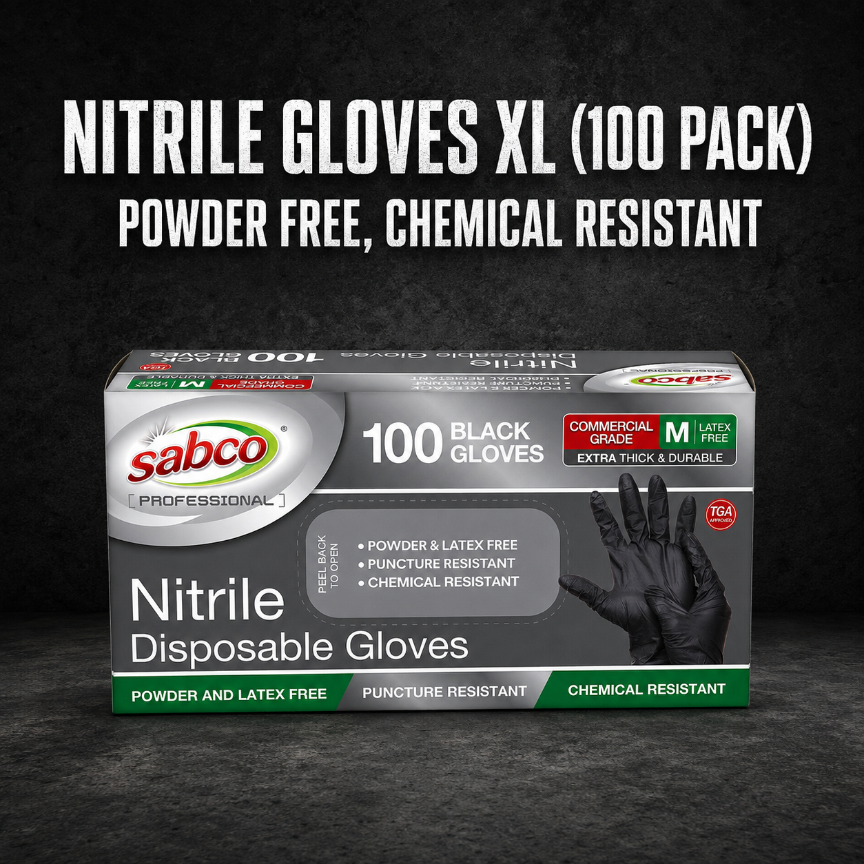 Nitrile Gloves XL (100 Pack) – Powder Free, Chemical Resistant Disposable Gloves