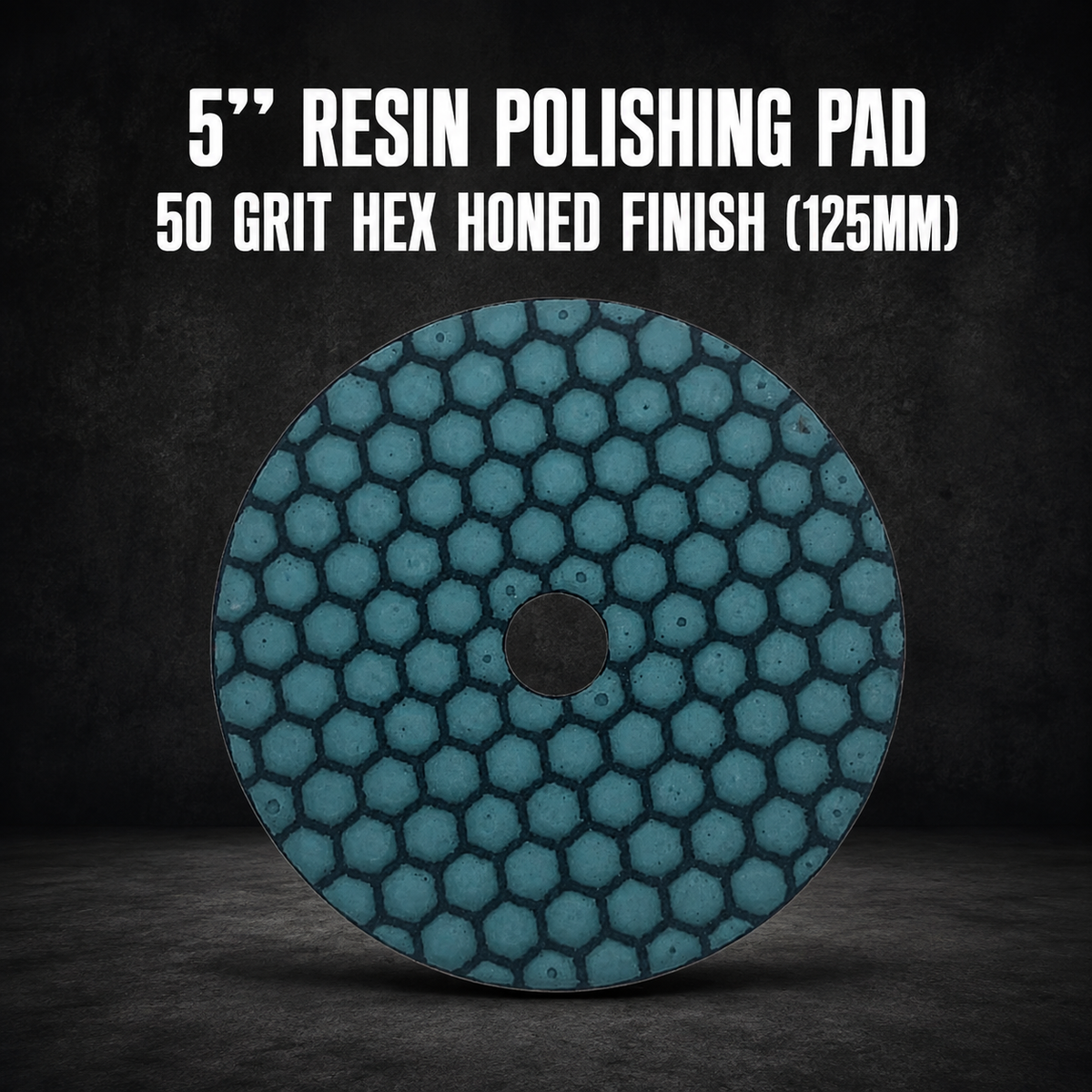 5” Resin Polishing Pad – 50 Grit Hex Honed Finish (125mm)