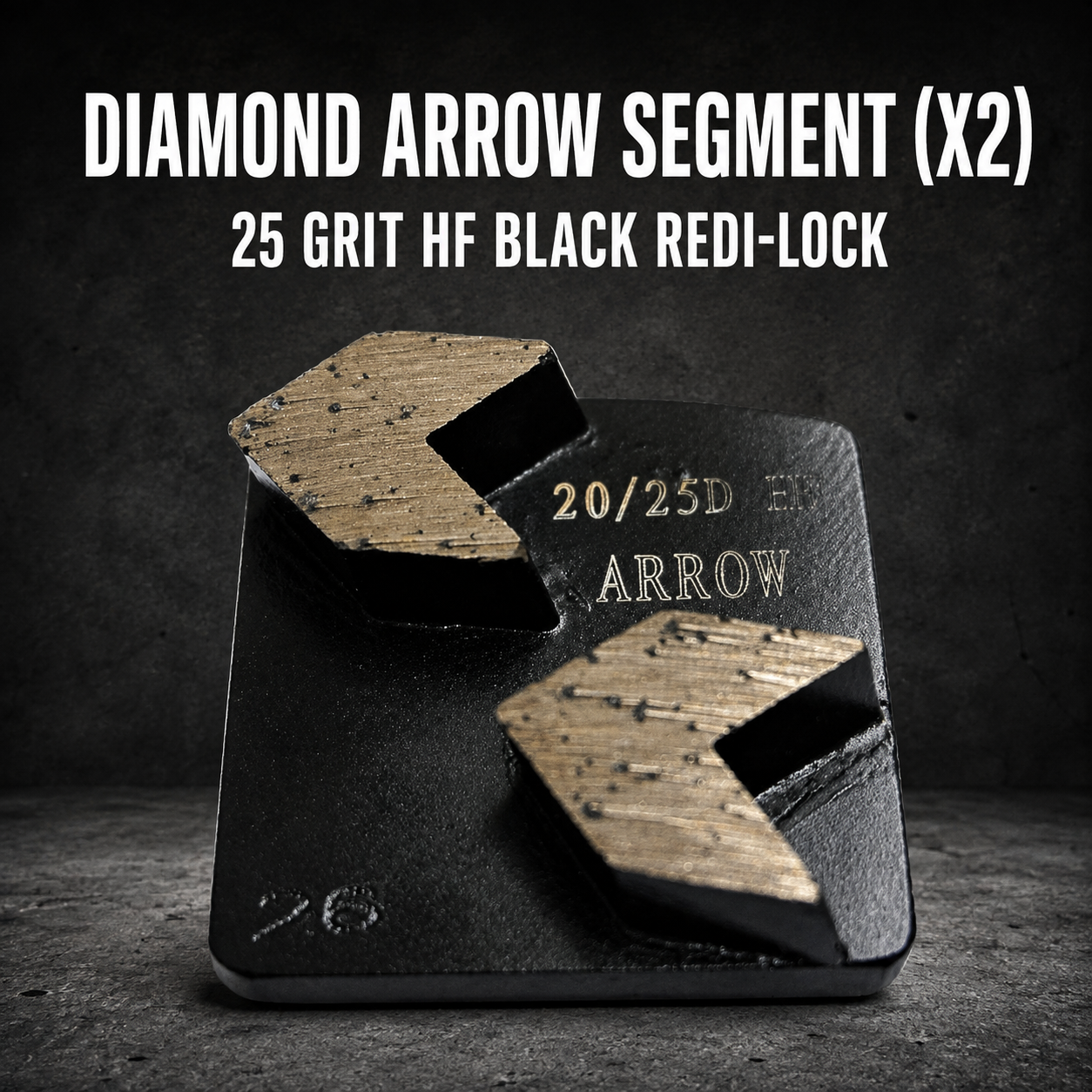 Diamond Arrow Segment (x2) – 25 Grit HF Black Redi-Lock Grinding Shoes