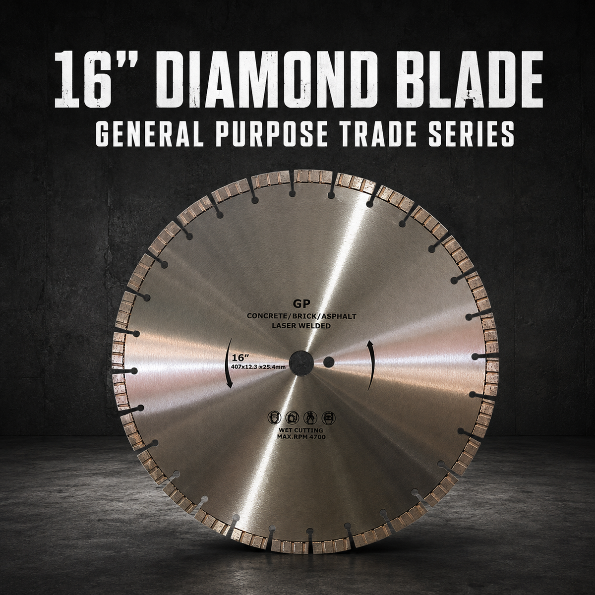 16” Diamond Blade – General Purpose Trade Series (12mm Segment Height)