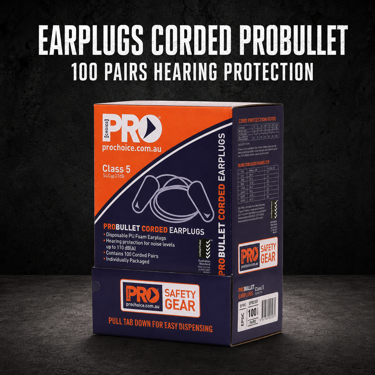 Earplugs Corded Probullet – 100 Pairs Hearing Protection