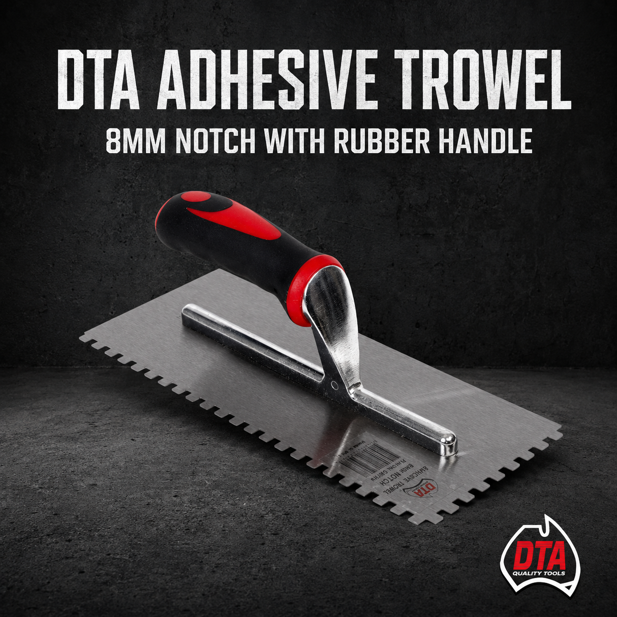 DTA Adhesive Trowel – 8mm Notch with Rubber Handle