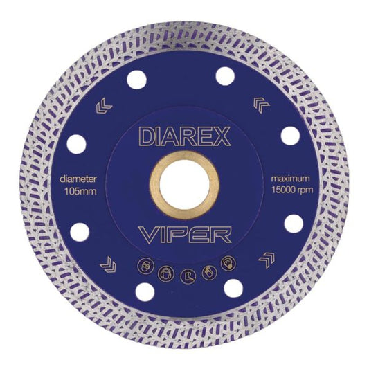 4" Diarex Viper Diamond Blade – Porcelain, Tile & Stone Cutting Blade (Purple)