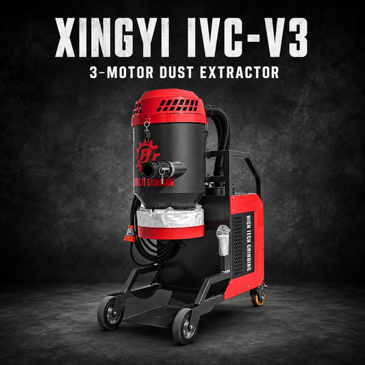 XINGYI IVC-V3 3-motor dust extractor on a dark concrete background